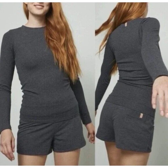 Lunya Tops - Lunya Restore Base Pima Cotton Long Sleeve Tee Gray Heather Size Small